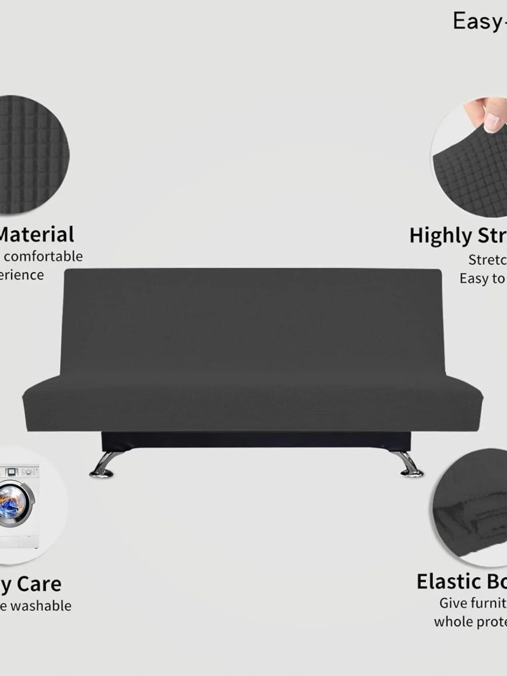 Dark Gray Stretch Futon Cover
